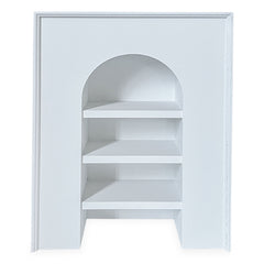 Meuble à étagères Capito avec arche, blanc texturé, L60xH80cm