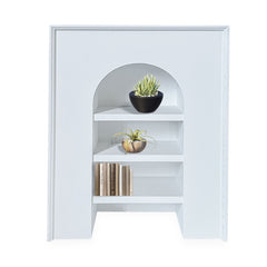Meuble à étagères Capito avec arche, blanc texturé, L60xH80cm