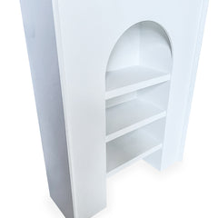 Meuble à étagères Capito avec arche, blanc texturé, L60xH80cm