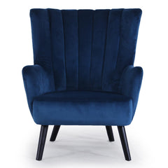 Fauteuil scandinave Vidal en Velours Bleu