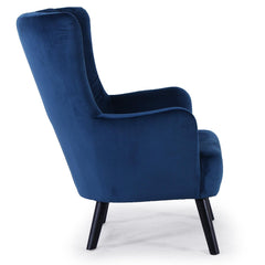Fauteuil scandinave Vidal en Velours Bleu