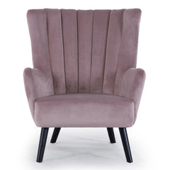 Fauteuil scandinave Vidal en Velours Rose