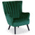 Fauteuil en velours vert avec dossier matelassé
