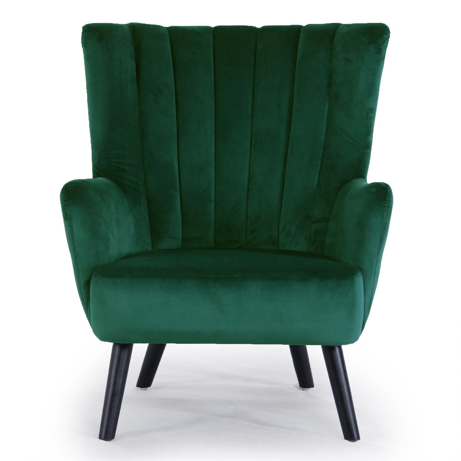 Fauteuil scandinave Vidal en Velours Vert de face