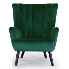 Fauteuil scandinave Vidal en Velours Vert de face
