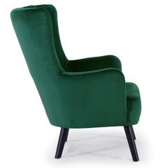 Fauteuil scandinave Vidal en Velours Vert de profil