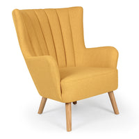 Fauteuil scandinave en jaune avec dossier matelassé