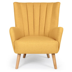 Fauteuil scandinave Vidal Jaune vu de face