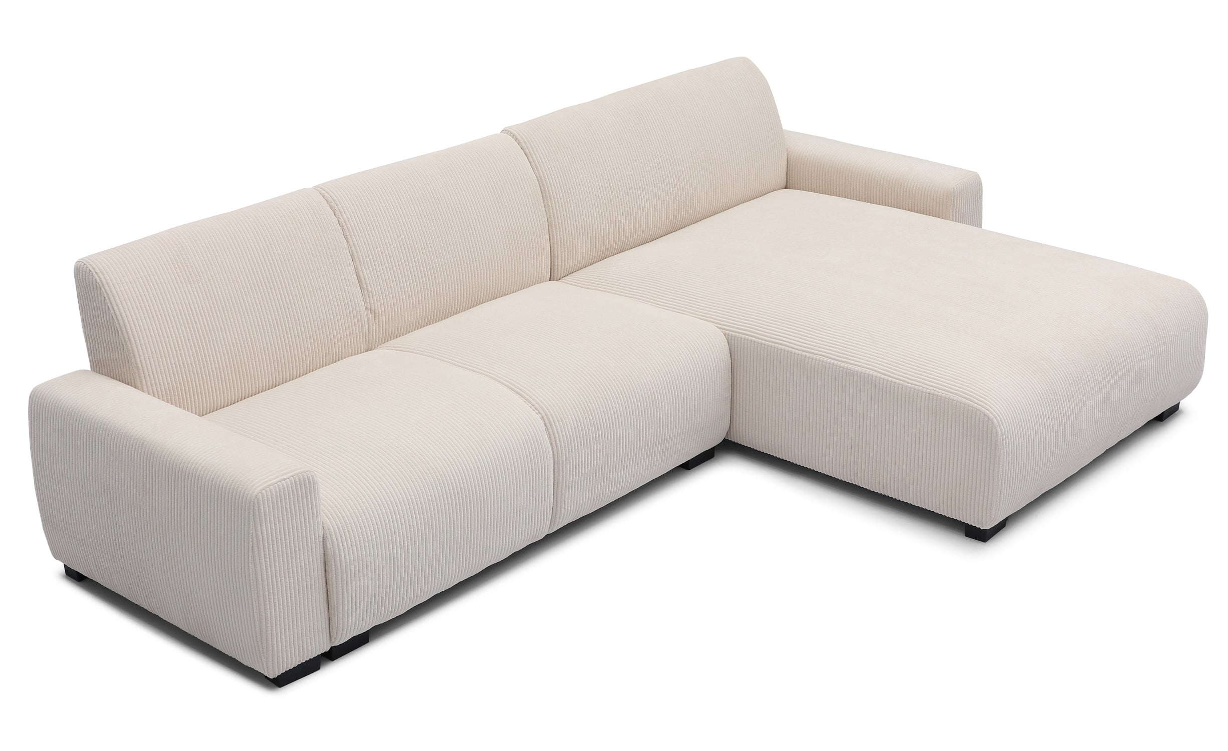 Canapé d'angle moderne 292cm Wallis Velours côtelé Crème