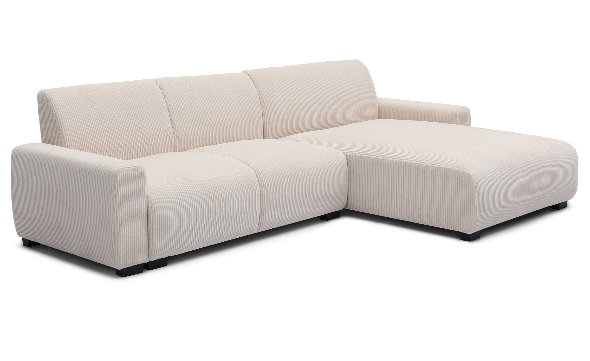 Canapé d'angle moderne 292cm Wallis Velours côtelé Crème