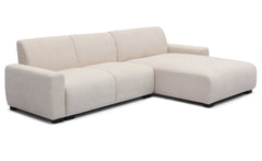 Canapé d'angle moderne 292cm Wallis Velours côtelé Crème