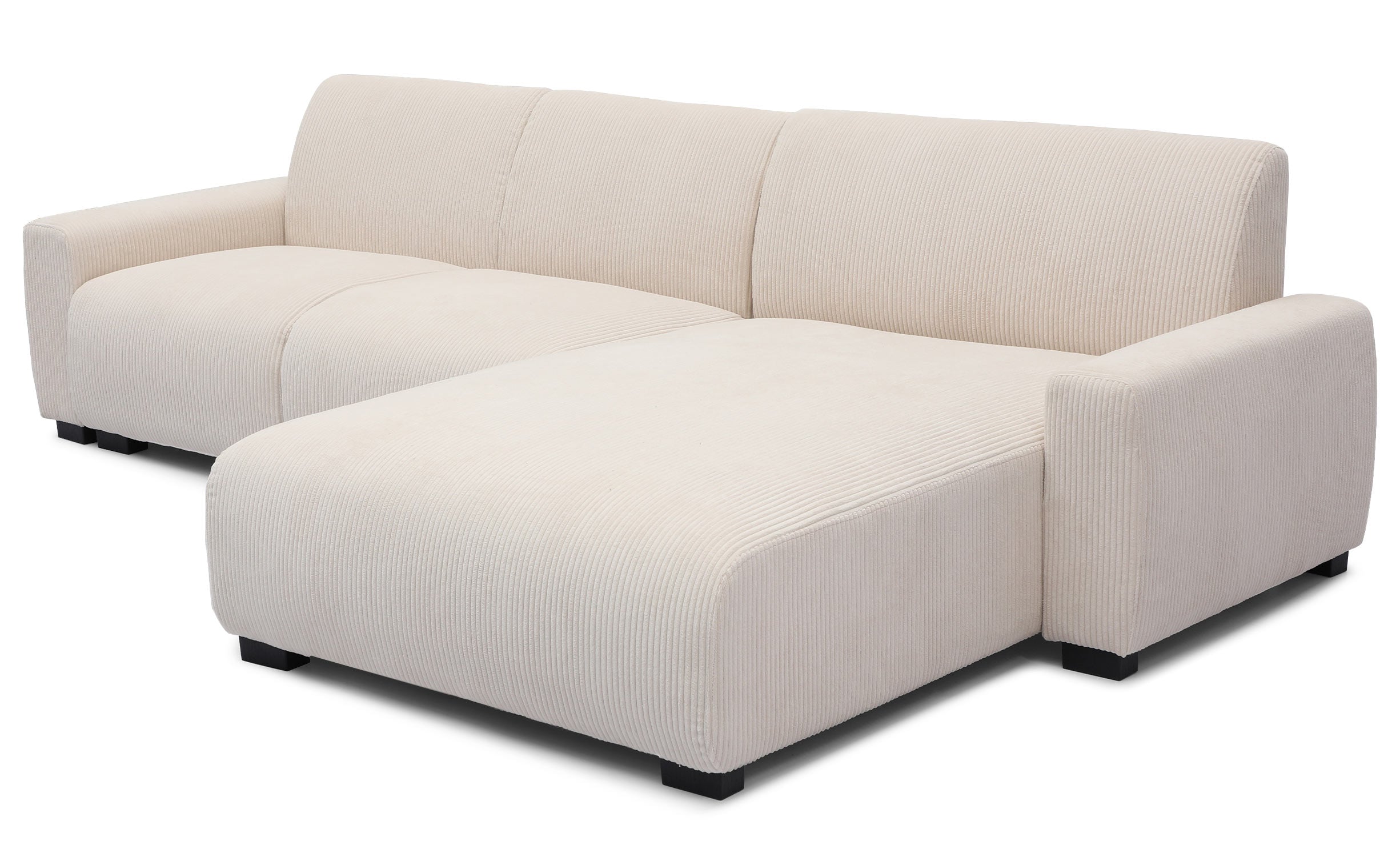 Canapé d'angle moderne 292cm Wallis Velours côtelé Crème