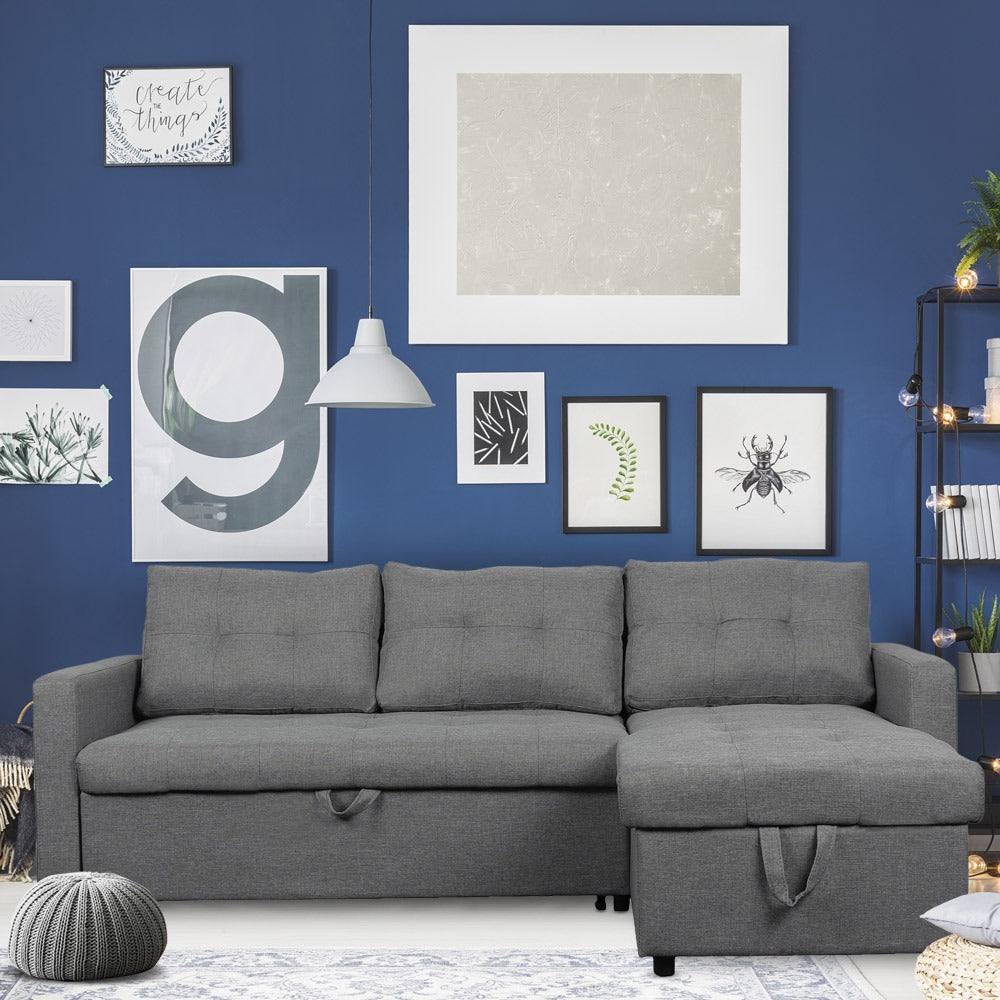 Canapé d'angle convertible Toledo Tissu Gris