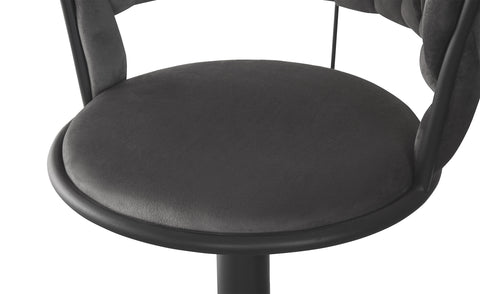 Lot de 2 chaises de bar Brillio dossier arrondi maillage velours gris et métal noir