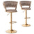 Lot de 2 tabourets de bar pivotants en velours taupe et métal doré