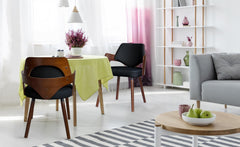 Lot de 2 tabourets Alica noirs et finition bois noisette