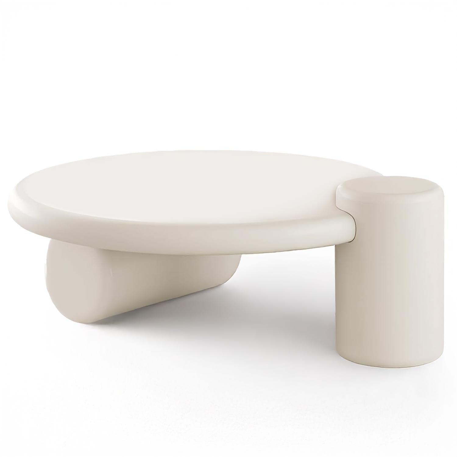 Table basse ronde asymétrique 100cm Yang Crème