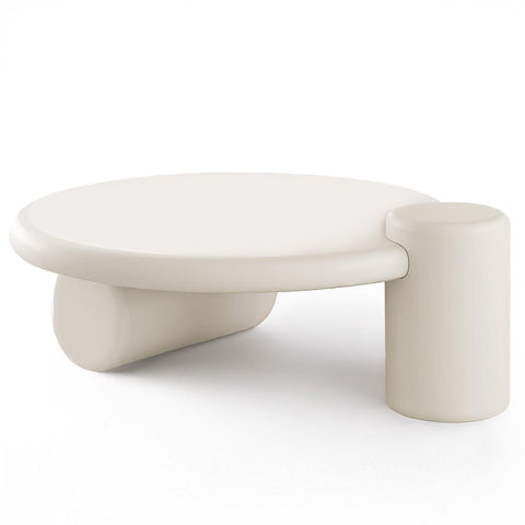 Table basse ronde asymétrique 100cm Yang Crème