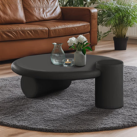 Mesa de centro Abdeli redonda asimétrica negra 100cm