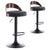 Lot de 2 chaises de bar pivotantes bois foncé et simili cuir noir