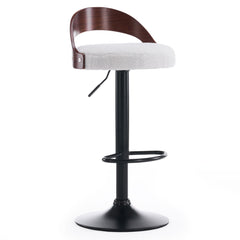 Lot de 2 chaises de bar Yoggi Bois foncé et Tissu bouclette Crème