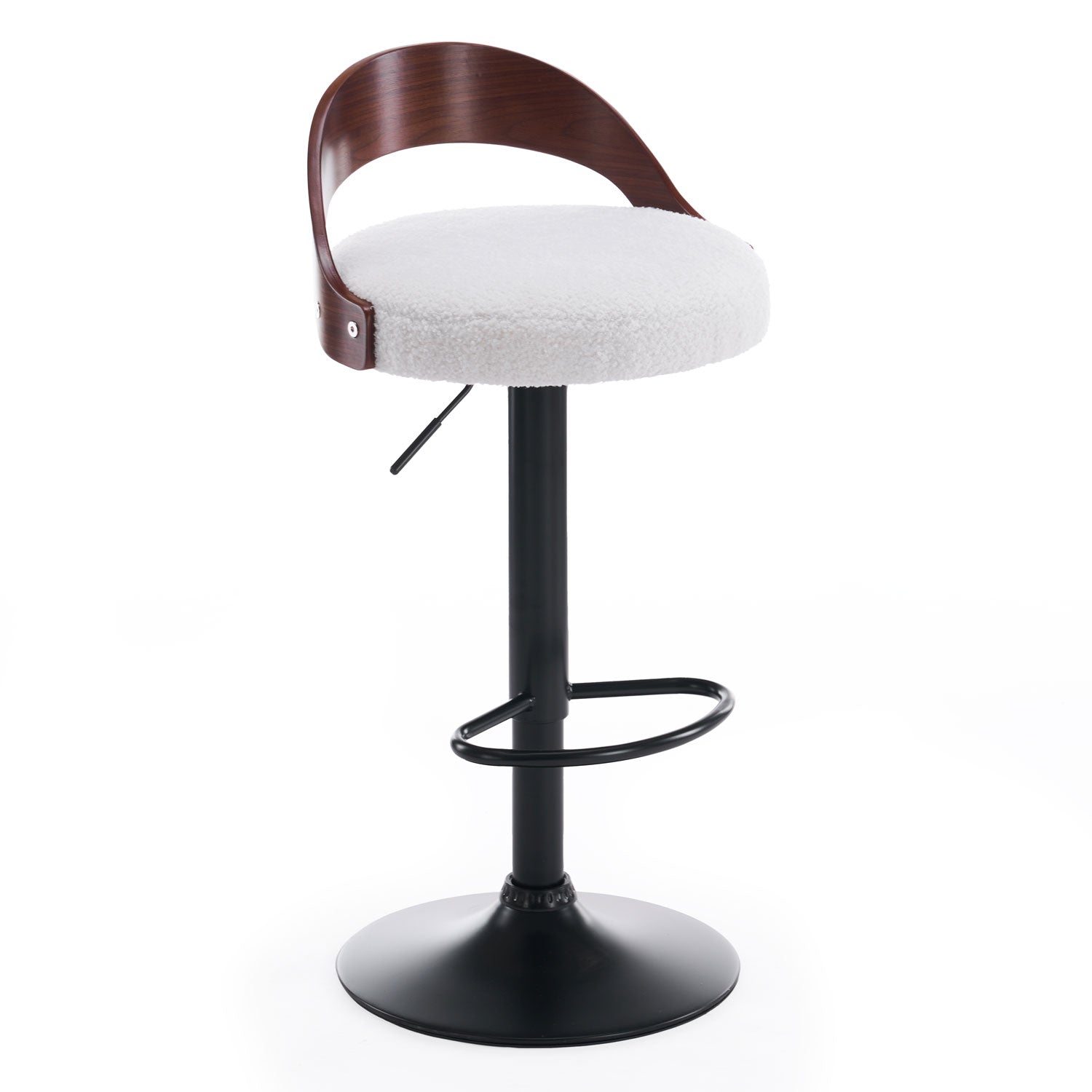 Lot de 2 chaises de bar Yoggi Bois foncé et Tissu bouclette Crème