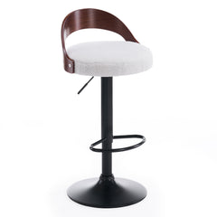 Lot de 2 chaises de bar Yoggi Bois foncé et Tissu bouclette Crème