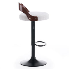 Lot de 2 chaises de bar Yoggi Bois foncé et Tissu bouclette Crème