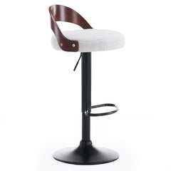 Lot de 2 chaises de bar Yoggi Bois foncé et Tissu bouclette Crème