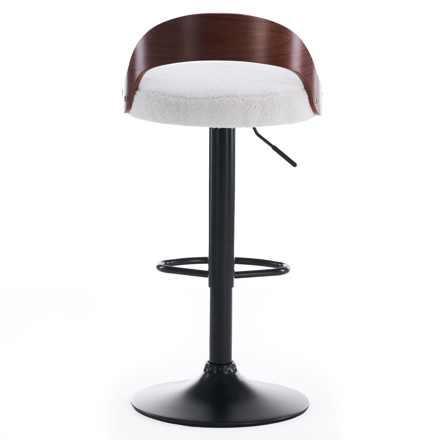 Lot de 2 chaises de bar Yoggi Bois foncé et Tissu bouclette Crème