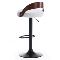 Lot de 2 chaises de bar Yoggi Bois foncé et Tissu bouclette Crème