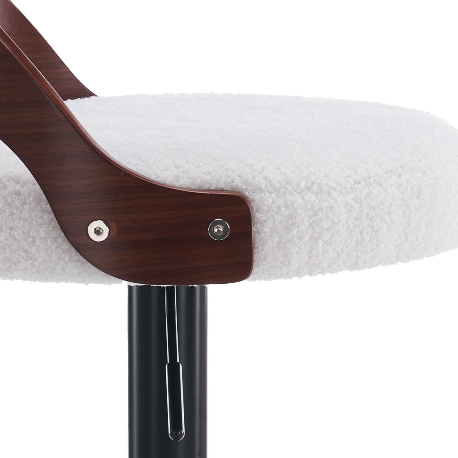 Lot de 2 chaises de bar Yoggi Bois foncé et Tissu bouclette Crème