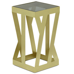 Ensemble de 3 tables d'appoint Zendaya en Verre fumé et Métal Or
