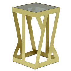 Ensemble de 3 tables d'appoint Zendaya en Verre fumé et Métal Or