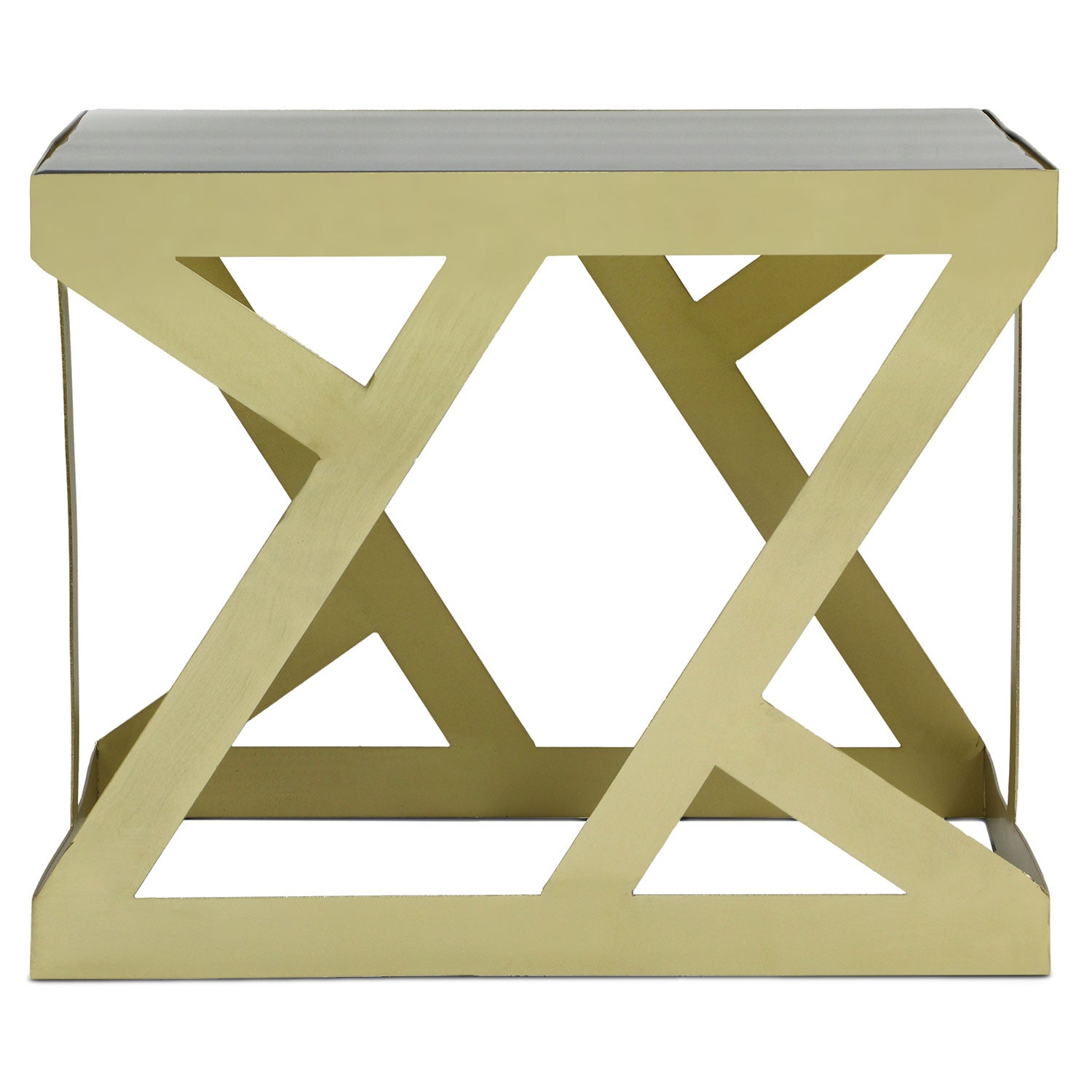 Ensemble de 3 tables d'appoint Zendaya en Verre fumé et Métal Or