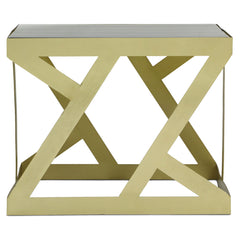 Ensemble de 3 tables d'appoint Zendaya en Verre fumé et Métal Or