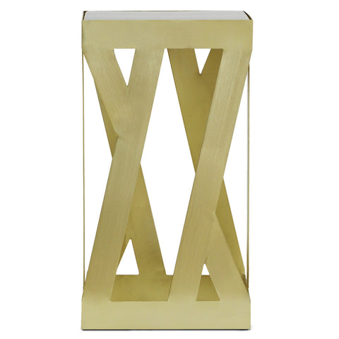 Ensemble de 3 tables d'appoint Zendaya en Verre fumé et Métal Or