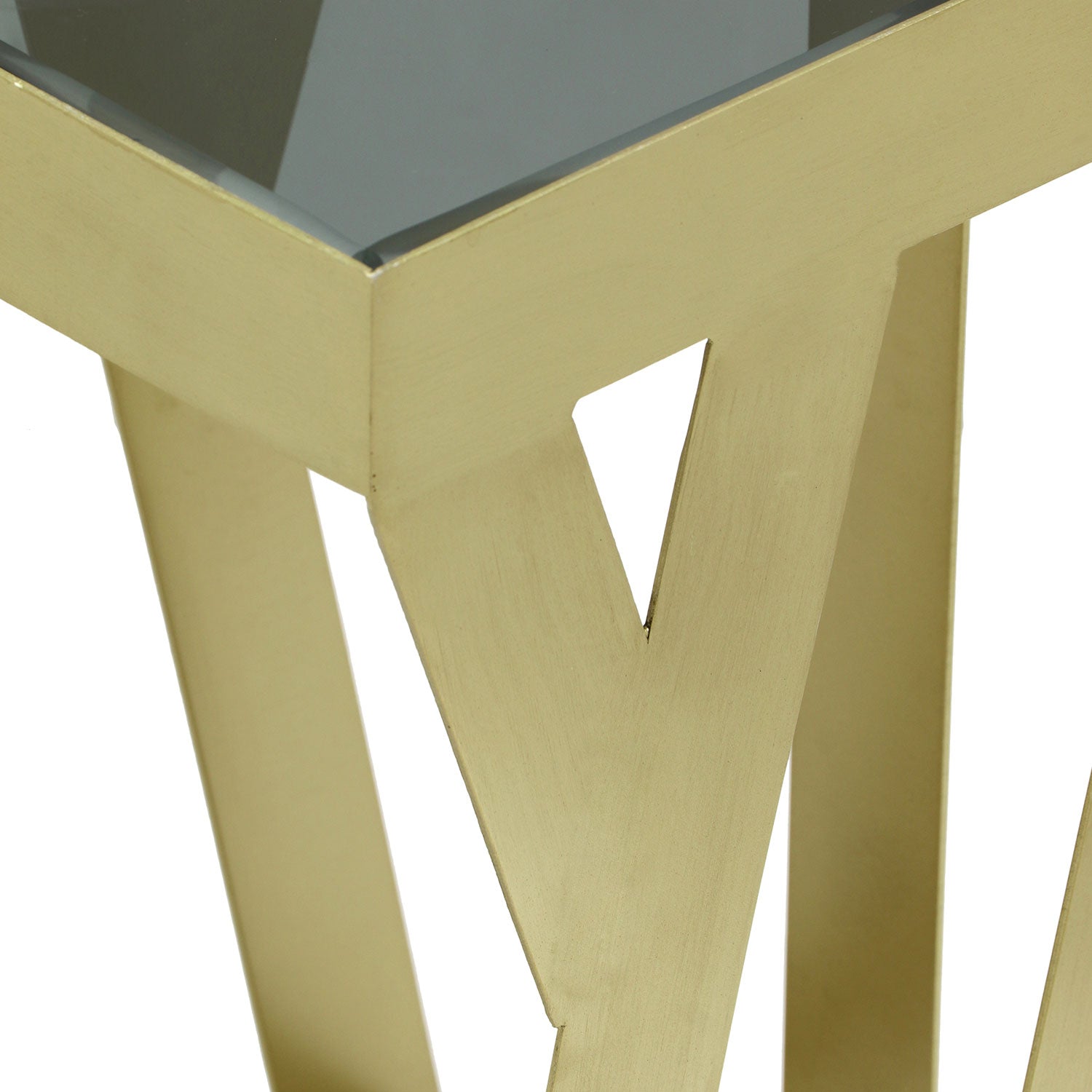 Ensemble de 3 tables d'appoint Zendaya en Verre fumé et Métal Or