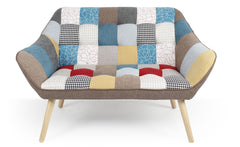 Canapé 2 places Anatan scandinave tissu multicolore patchwork