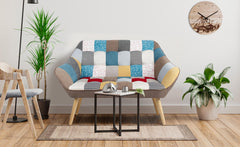 Canapé 2 places Anatan scandinave tissu multicolore patchwork
