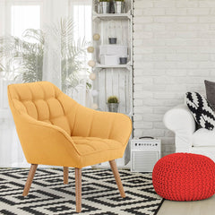 Fauteuil en tissu Anatan scandinave jaune