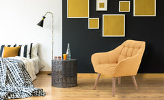 Fauteuil en tissu Anatan scandinave jaune