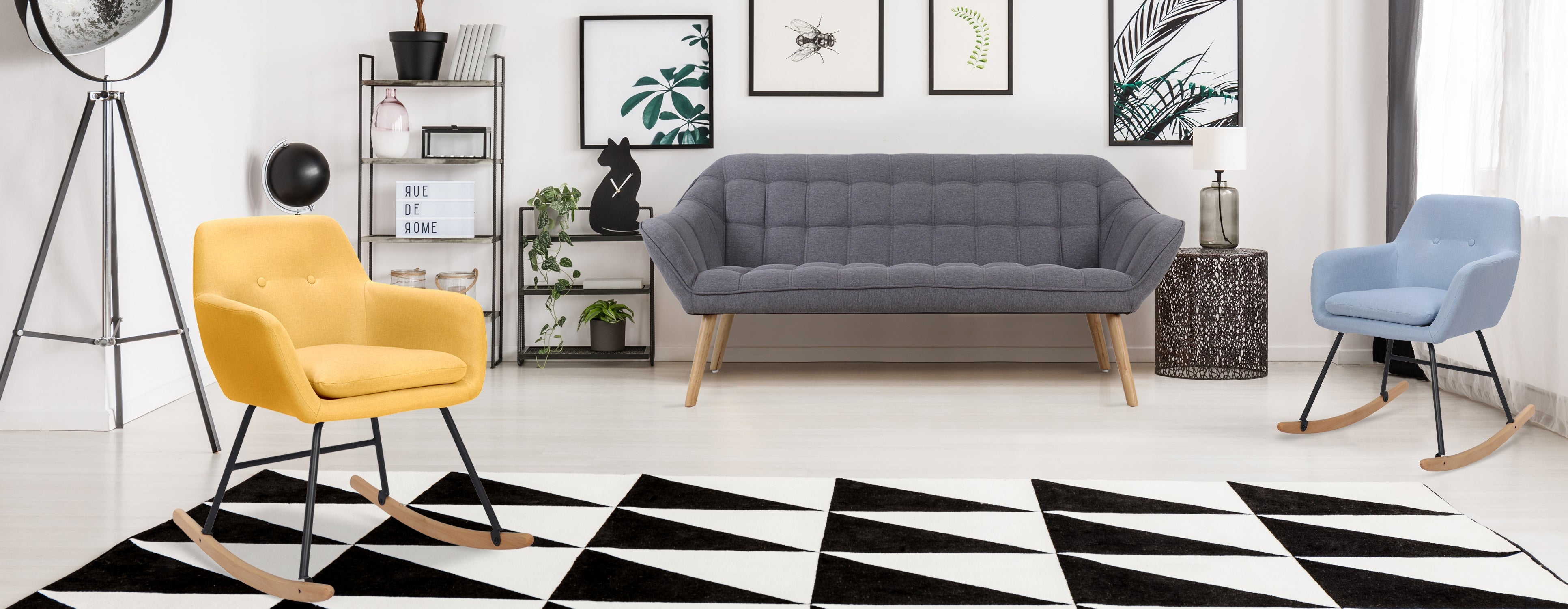 Canapé 3 places Scandinave Zentao Tissu Gris Clair