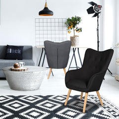 Fauteuil scandinave Klarys tissu Noir