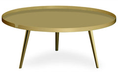 Table basse ronde en métal avec rebord 90 cm couleur or Bipolart