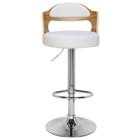 Lot de 4 chaises de bar Ruben Chêne clair et Simili Blanc