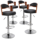 Lot de 4 chaises de bar en bois et simili cuir noir