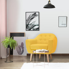 Fauteuil scandinave Savoy Tissu jaune vu de côté