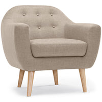 Fauteuil scandinave en tissu beige