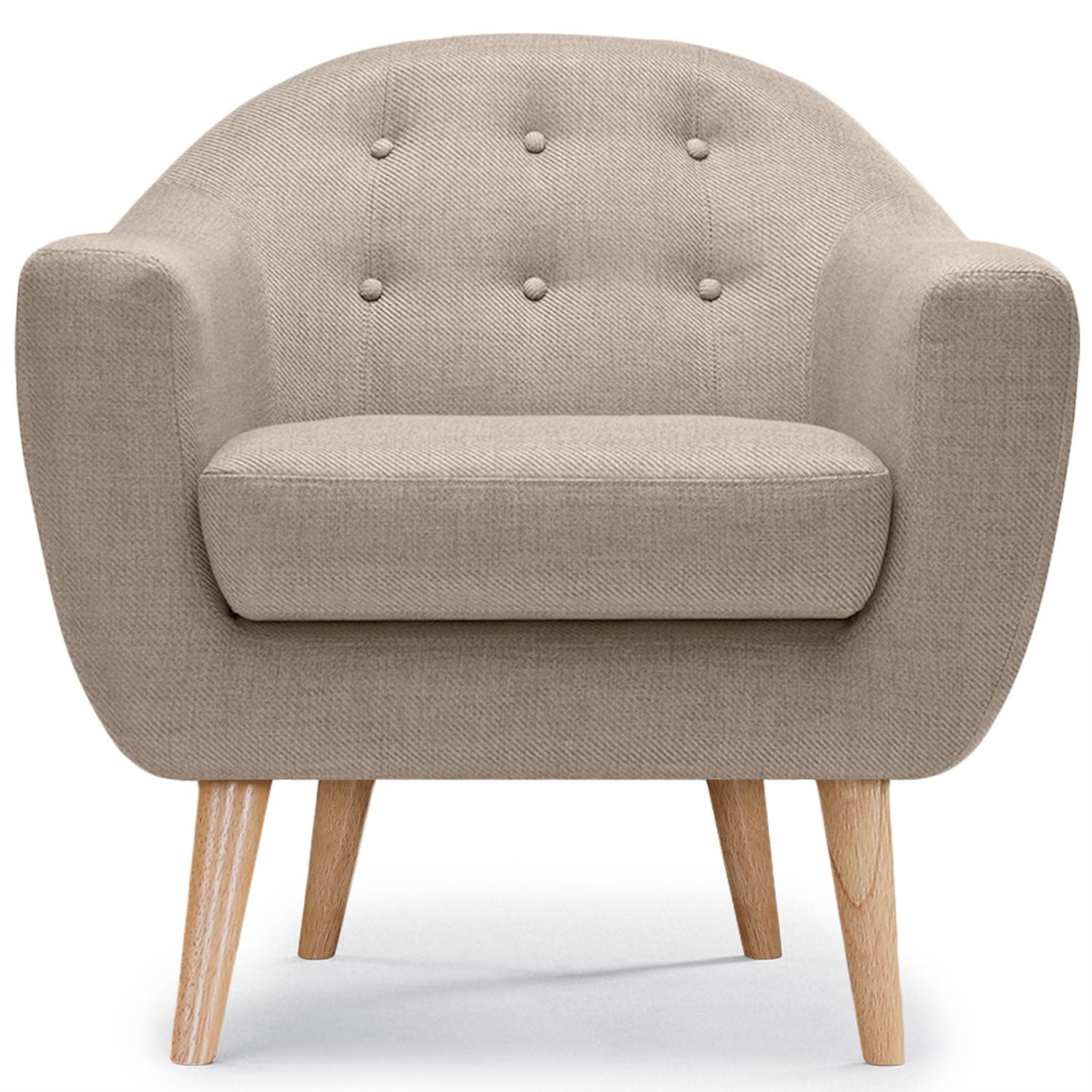 Fauteuil scandinave pieds en bois Savoy Tissu beige